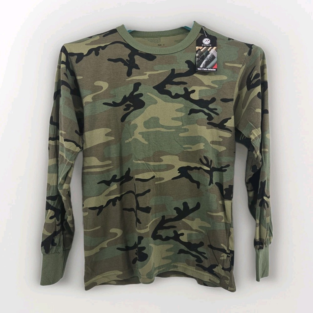 ROTHCO CAMO CAMOUFLAGE LONG SLEEVE TACTICAL TEE T SHIRT Mens Green Size S NWT