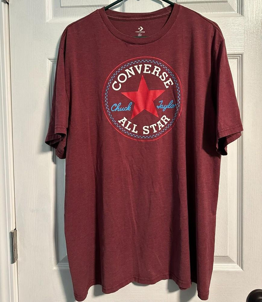 Converse Men Maroon Crew T-Shirt “ALL STAR CHUCK TAYLOR PATCH EDITION” Size XL