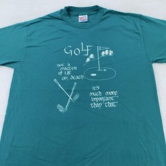 Vintage Golf A Matter of Life or Death Shirt Mens M/L Green Funny Joke Tee 90s