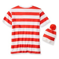 Where’s Waldo T-Shirt Men’s Costume Dress Up Tee and Beanie Set