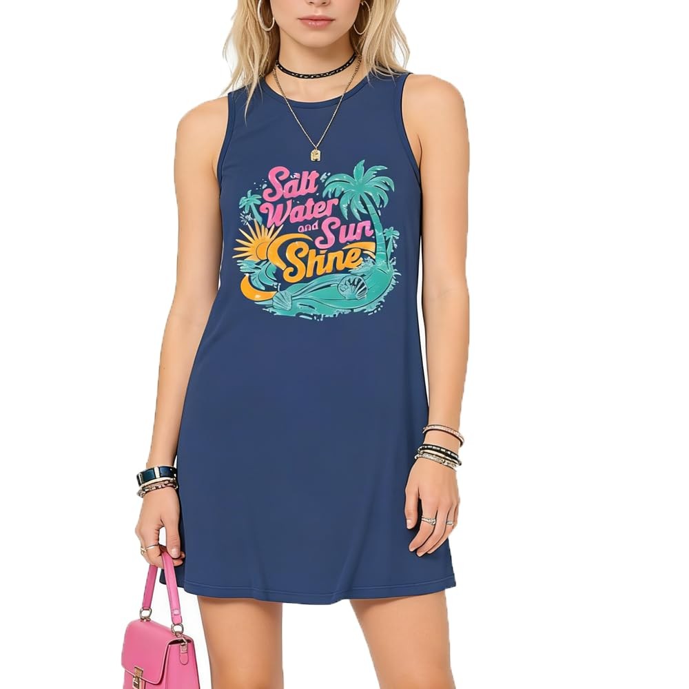 Casual Dresses for Women Novelty Salt Water and Sunshine Graphic Print Beach …
