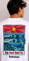 Rip Curl Surf Trip Bahamas Edition Small T-Shirt Relaxed Fit – White