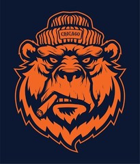 Long Sleeve Gangster Bear From Chicago Tee, Chicago Football T-Shirt
