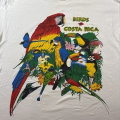Costa Rica Vintage Souvenir Tee T-Shirt Parrot Birds Colorful Graphic White 2XL