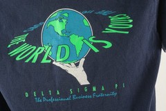 Vintage Delta Sigma Pi Business Fraternity Mens Large Blue Graphic College Shirt