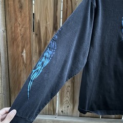 Vintage Y2K JNCO Tiger Tribal Flames Longsleeve Shirt Dark Blue Fits M/L 21×26