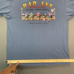 VTG Bad Ass Coffee Co Shirt Mens XL Blue Columbia SC Graphic Tee Duck Co