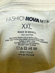 Size 2XL – Fashion Nova Lost And Never Found Bling Graphic T-Shirt Ivory Cream