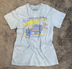 Ford Bronco Free-Wheelin Graphic T-Shirt Medium Blue Acid Wash Vintage Style