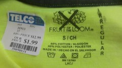Neon Fruit Of The Loom Irregular S. Cotton Polyester Blend T-shirt NEVER WORN