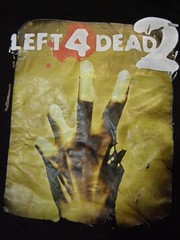 Left 4 Dead 2 FPS Video Game Promo T-Shirt Glossy Transfer Black Shirt Size L
