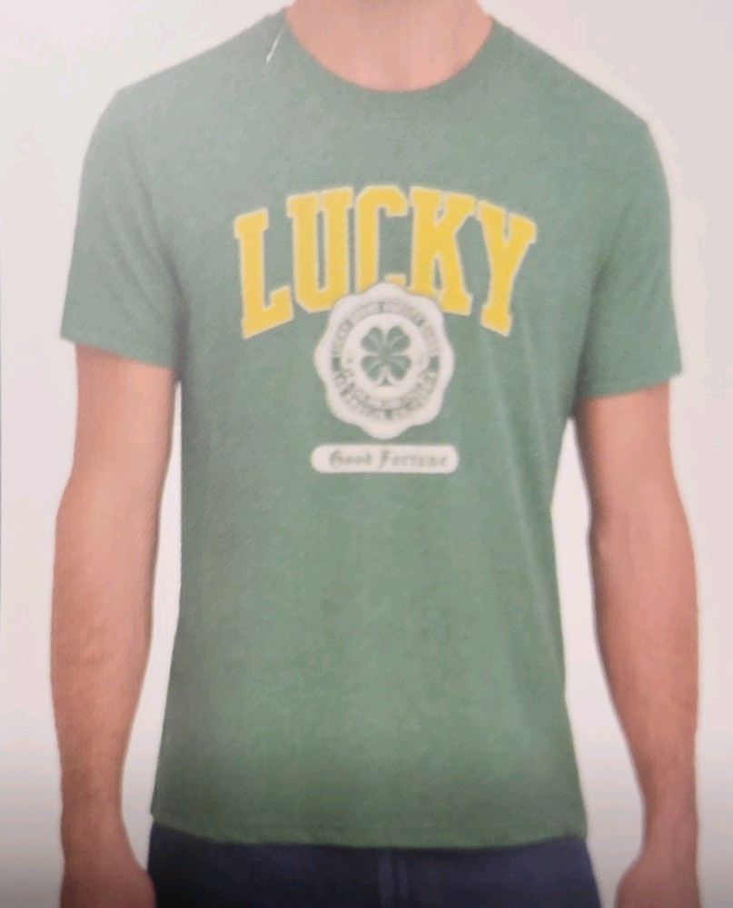 Lucky brand men’s t shirt Small green logo cotton polyester rayon new with tag