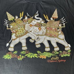 My Dream Thailand Elephant Fighting Short Sleeve Black Logo T-Shirt XL