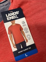 Lands End Men’s Classic Fit Stretch Tee Shirt Crewneck LARGE Short Sleeve RED