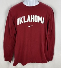 Nike Oklahoma Sooners Center Swoosh Red Long Sleeve T-Shirt Size XL