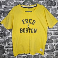 Fred & Boston T-Shirt Mens XXL Yellow with Navy Logo Cotton