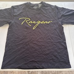 Rawgear T Shirt Mens S Black Embroidered Script Logo Gym Streetwear Casual