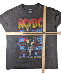 AC/DC Blow Up Your Video T Shirt Mens Small Black Acid Wash Distressed Rock Tee