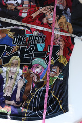 One Piece Anime Men’s Shirt Short Sleeve Black Satin Front XL