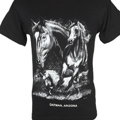 Nwot Vtg 90s Alstyle OATMAN AZ Black and white horse travel Vacation t-shirt S