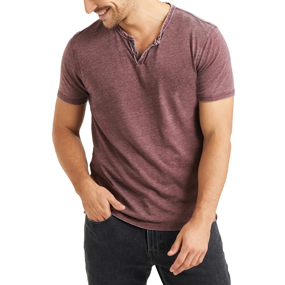 Lucky Brand Men’s Venice Burnout Notch Neck Tee Shirt Port Royale Medium