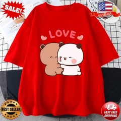 Panda Bear LOVE T Shirt Cotton Bubu Dudu Couple T-Shirt, Valentine Gifts S to 5X