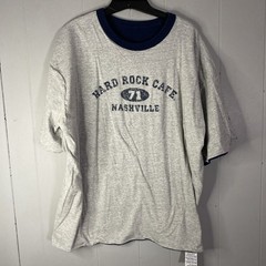 Vintage 90s Hard Rock Cafe T Shirt Reversible XL XG Navy Grey Y2K 26×29