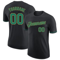 Custom Black Kelly Green Old Gold Performance T-Shirt Mens Sport Graphic Gift