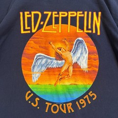 Led Zeppelin US Tour 1975 Graphic T-Shirt Mens XL Black Swan Song Icarus Logo