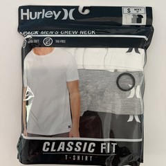 Hurley 3 Pack Men’s Crew Neck Ultra Soft Tag-Free Classic Fit T-Shirt Sz S New