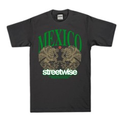 Streetwise Las Aguilas Men’s T-Shirt Black Mexico Tee Heavyweight Cotton