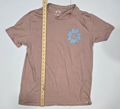 Free Planet Men’s Large T-Shirt Organic Cotton Mauve Blue Flower Positive Vibes