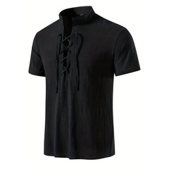 Men’s Retro Cotton Linen Shirt Stylish Pirate V-neck S-XXL Trendy Comfy Gift Tee