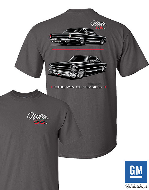 Gray T-Shirt w/ Black Chevy Nova SS & Script Logo – Licensed