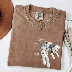 Custom Dog Face Comfort Tee Personalized Pet Portrait Shirt Gift Idea