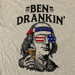 Delta Adult Size Large Oatmeal Heather Ben Drankin’ Graphic Short Sleeve T-Shirt