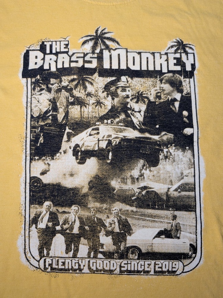 Men’s XL Beastie Boys 70’s Cop Sabotage Video Inspired Yellow Band Brass Monkey