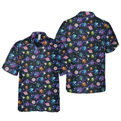 Galaxy Dice Shirt – Colorful RPG D20 Dice & Space Print Hawaiian Shirt for Men
