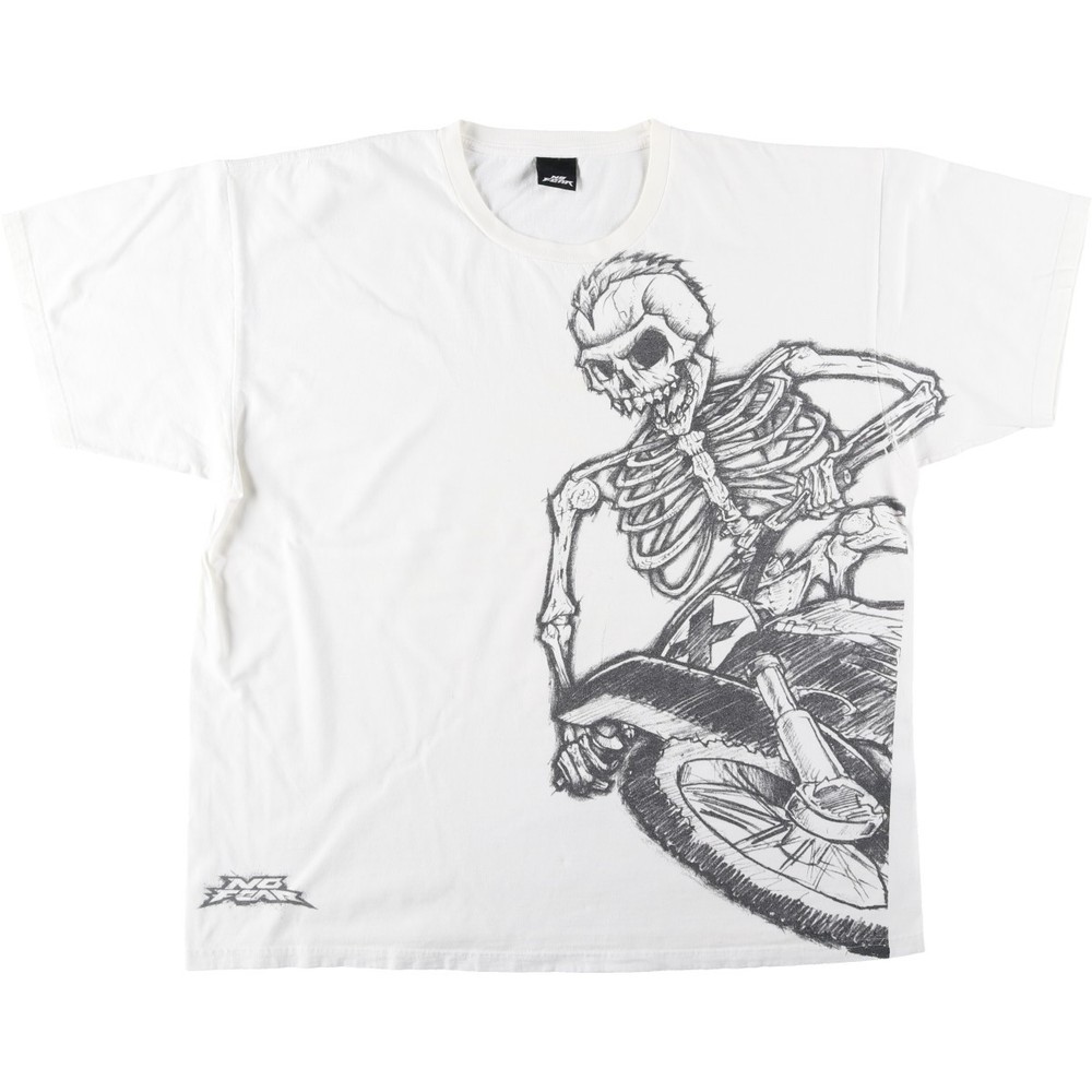 Used 90’S-00’S NO FEAR Skull Pattern Surf Skate T-Shirt Men’s XXL equivalent…