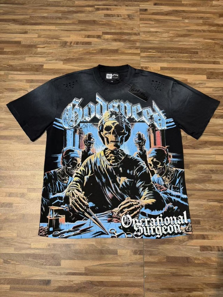 2026 Summer Godspeed Skeleton surgeon printing Tee Mens Cotton T-shirt