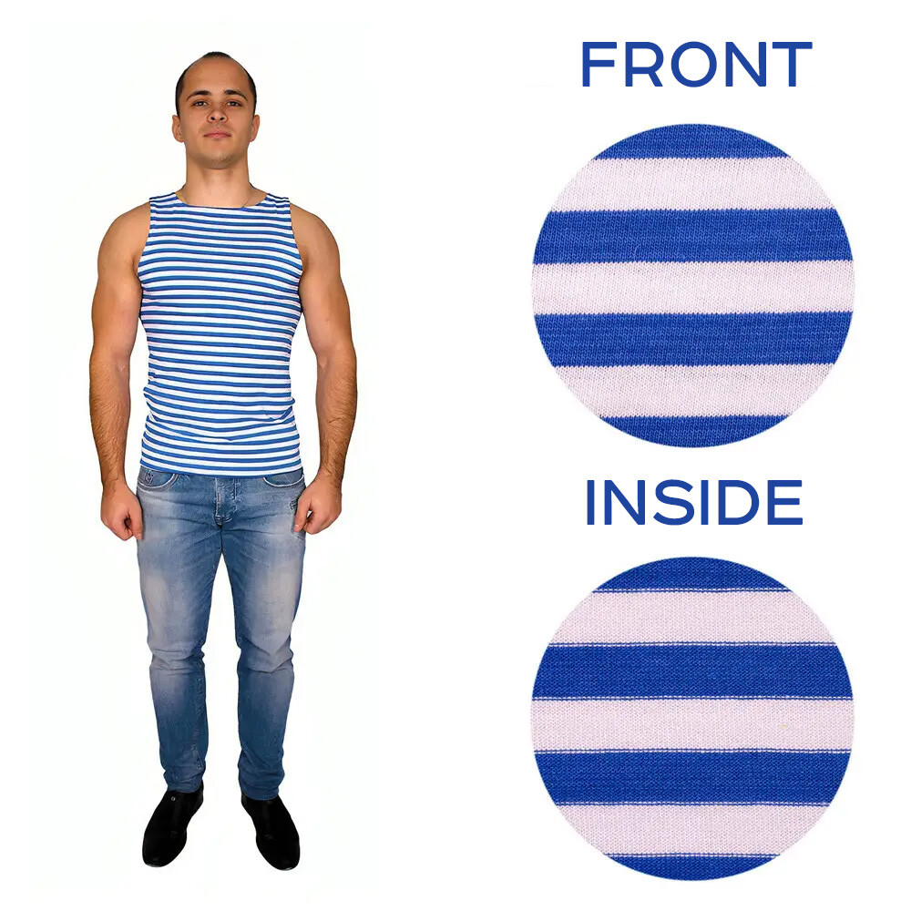 RUSSIAN PARATROOPER STRIPED TANK TOP LIGHT BLUE SLEEVELESS SHIRT TELNYASHKA