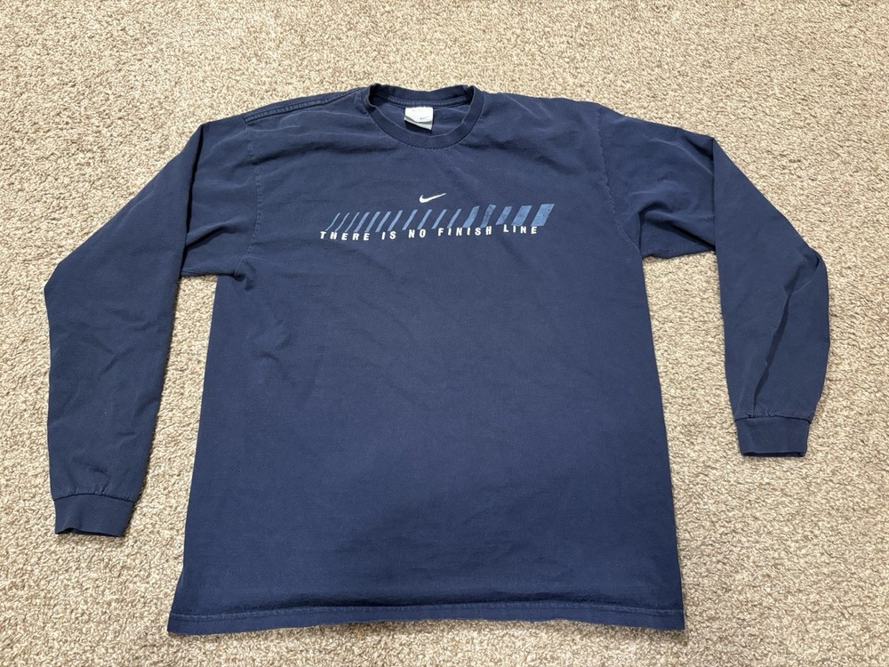 Vintage Nike Silver Tag Long Sleeve Large Blue There Is No Finish Line Shirt