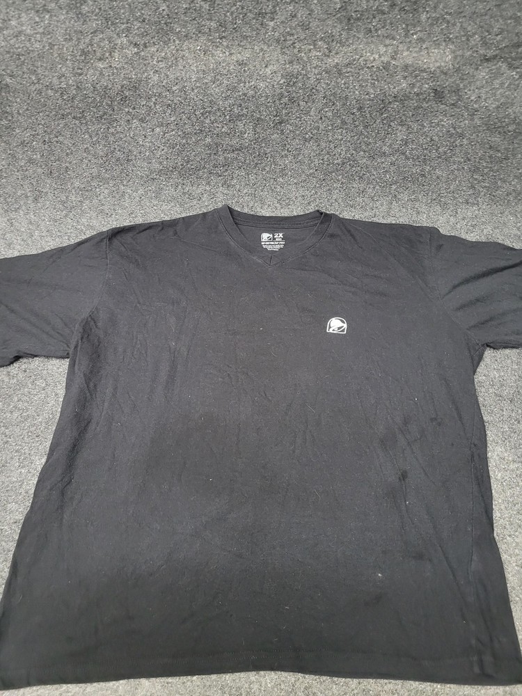 Taco Bell Shirt Mens 2XL Black V Neck Logo Graphic Fast Food Tee T-Shirt