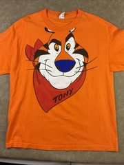 Vintage Tony the Tiger T-Shirt Men Sz XL Y2K Big Graphic Tee Orange Kelloggs