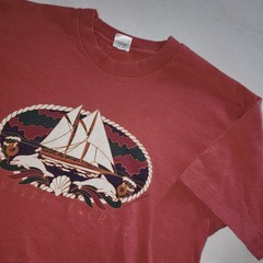 Vintage 90s Fort Myers Beach Fits Mens Large Fits Medium Sail Boat Ship Dolphin