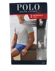 3 PACK POLO RALPH LAUREN STRETCH SLIM FIT COTTON GRAY BEIGE CREW NECK T SHIRTS
