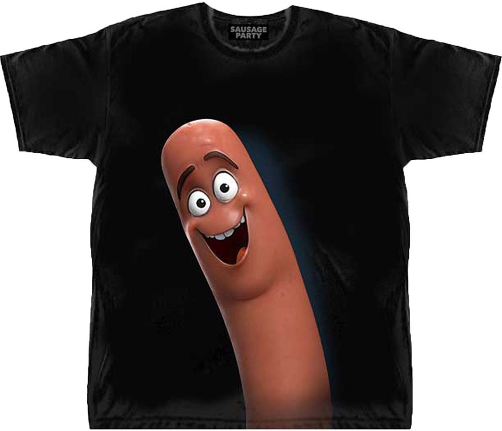 Official Sausage Party Frank Popping Up Adult T-Shirt – Comedy Movie Seth Rogen
