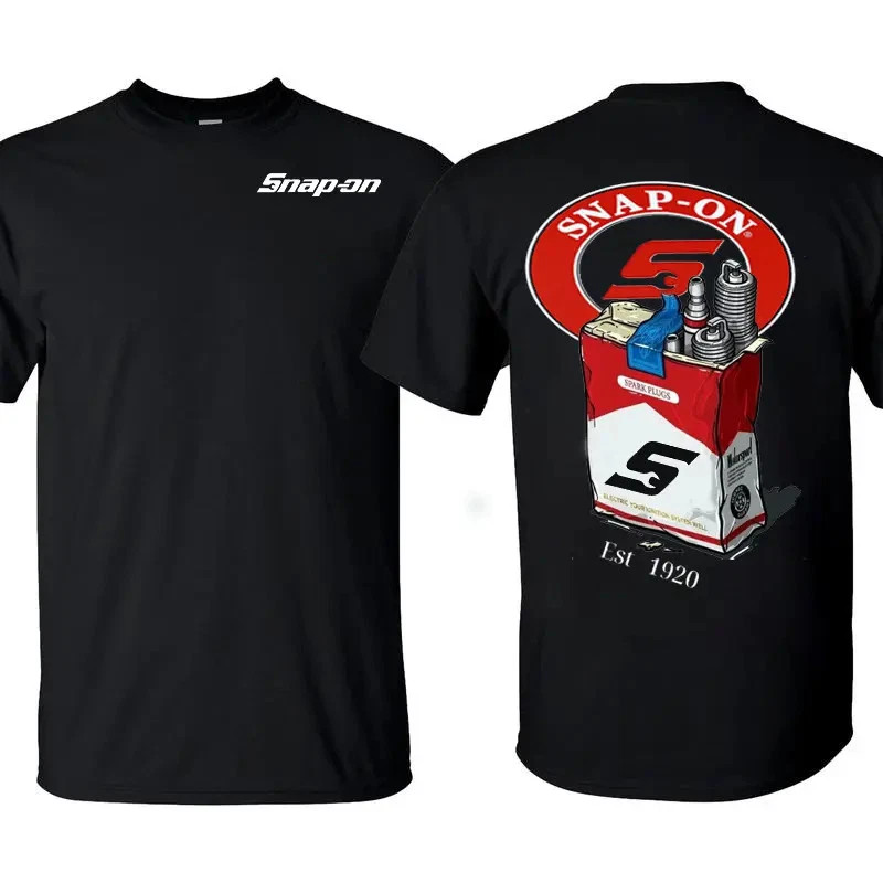 Snap-on Spark Plugs T-Shirt, Premium Cotton Black Tee with Automotive Graphic