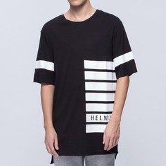 Helmut Lang Logo Oversized T-Shirt Black White Striped Spell Out Sz L