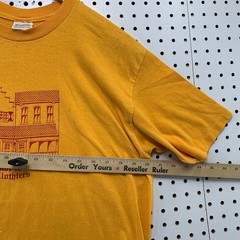 Vintage Stedman T Shirt Men XL Gold 80s Wormhoudt & Kempkes Clothiers Pella Iowa